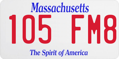 MA license plate 105FM8