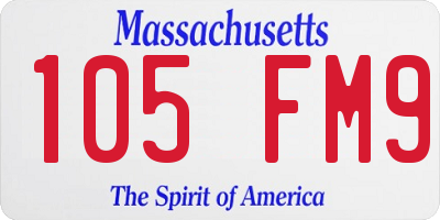 MA license plate 105FM9