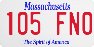 MA license plate 105FN0