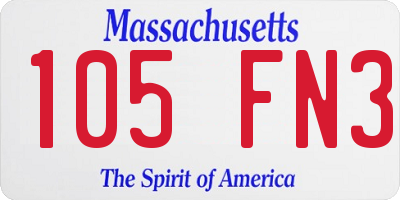 MA license plate 105FN3