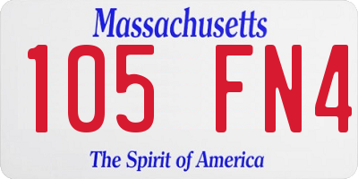 MA license plate 105FN4