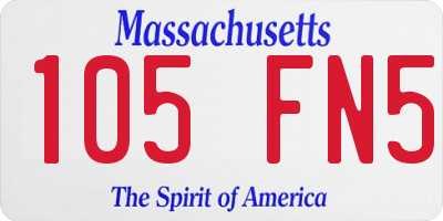 MA license plate 105FN5