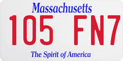 MA license plate 105FN7