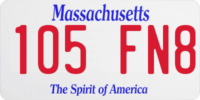 MA license plate 105FN8