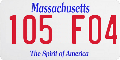 MA license plate 105FO4
