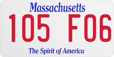 MA license plate 105FO6