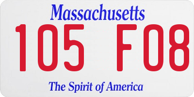 MA license plate 105FO8