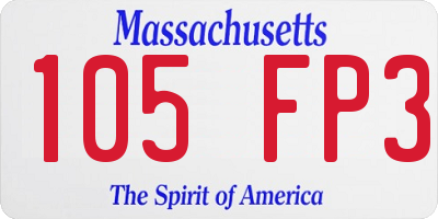 MA license plate 105FP3