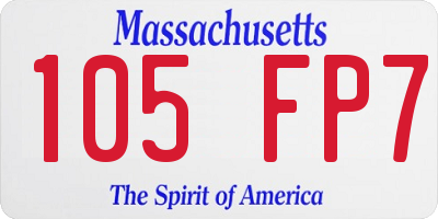MA license plate 105FP7