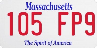 MA license plate 105FP9