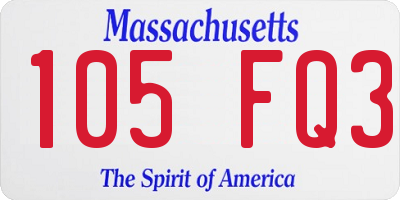 MA license plate 105FQ3
