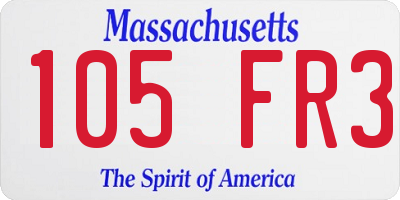 MA license plate 105FR3