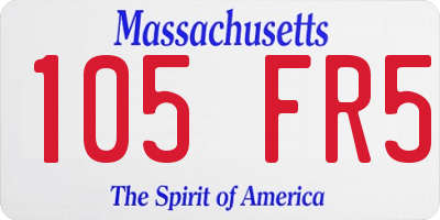 MA license plate 105FR5