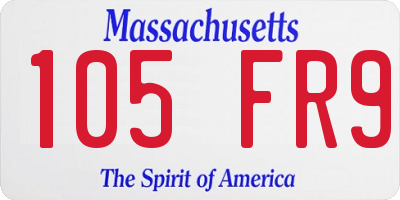 MA license plate 105FR9
