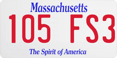 MA license plate 105FS3