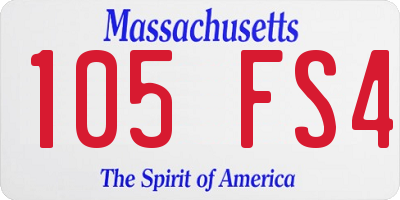 MA license plate 105FS4