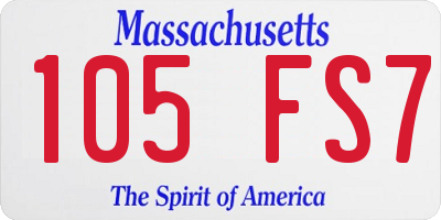 MA license plate 105FS7