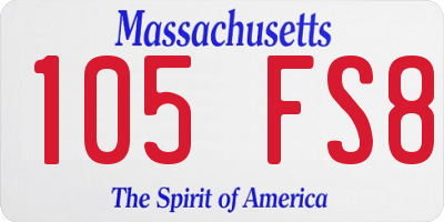 MA license plate 105FS8