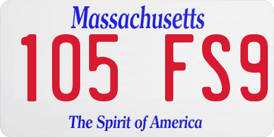 MA license plate 105FS9