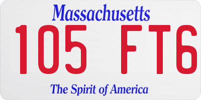 MA license plate 105FT6