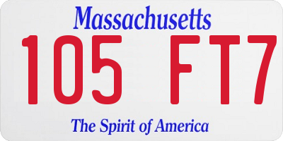 MA license plate 105FT7
