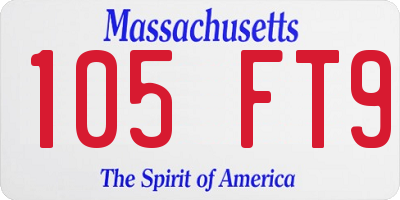 MA license plate 105FT9