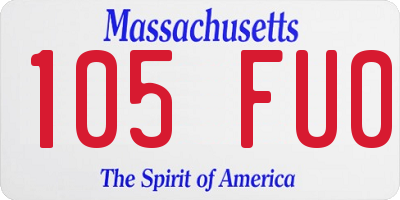 MA license plate 105FU0