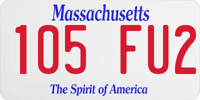 MA license plate 105FU2