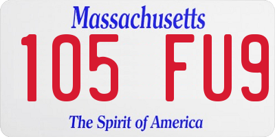 MA license plate 105FU9