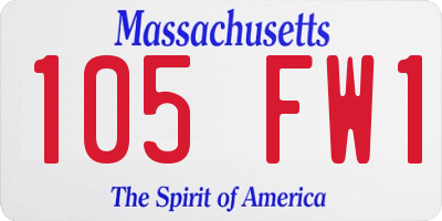 MA license plate 105FW1