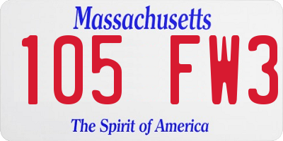 MA license plate 105FW3