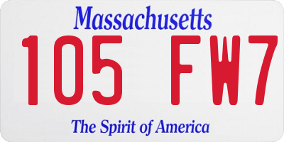 MA license plate 105FW7