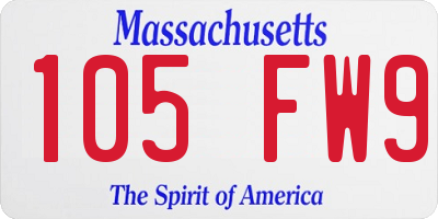 MA license plate 105FW9