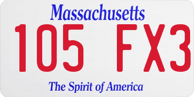 MA license plate 105FX3