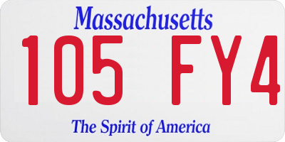 MA license plate 105FY4
