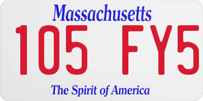 MA license plate 105FY5