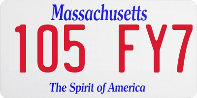 MA license plate 105FY7