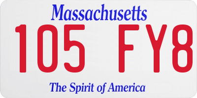 MA license plate 105FY8