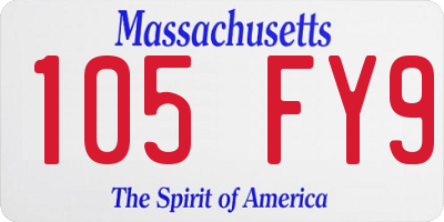 MA license plate 105FY9