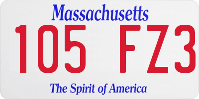 MA license plate 105FZ3