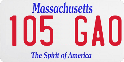 MA license plate 105GA0