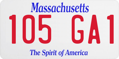 MA license plate 105GA1