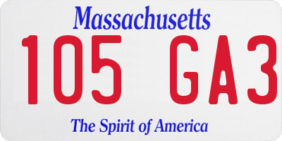 MA license plate 105GA3