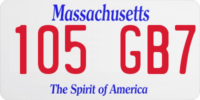 MA license plate 105GB7