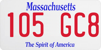 MA license plate 105GC8