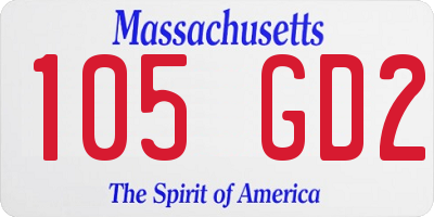 MA license plate 105GD2
