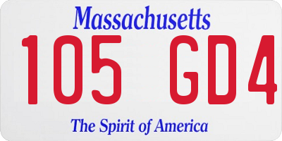 MA license plate 105GD4