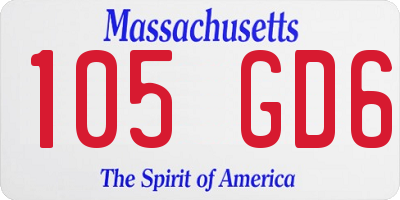 MA license plate 105GD6
