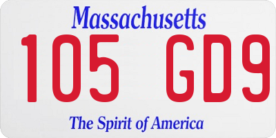 MA license plate 105GD9