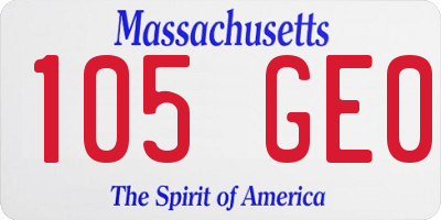 MA license plate 105GE0